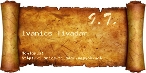Ivanics Tivadar névjegykártya